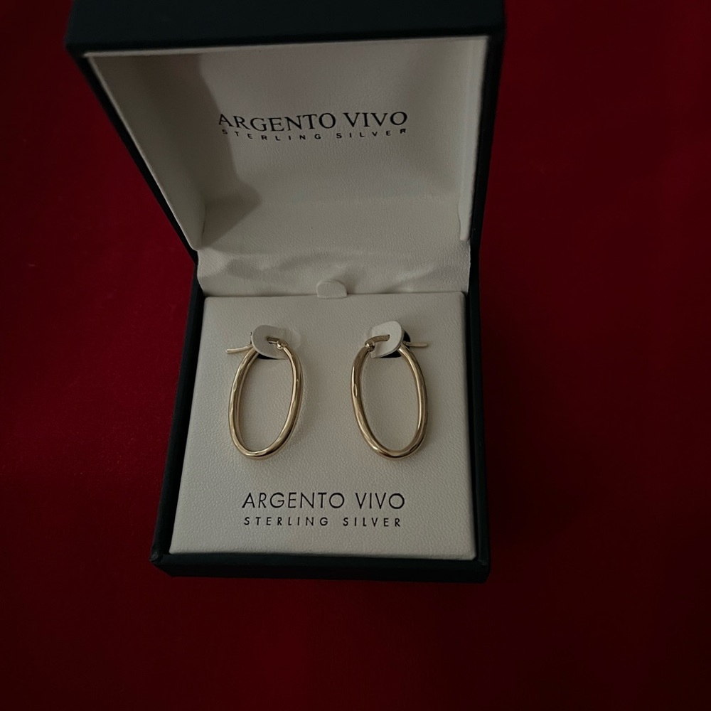 New // Argento Vivo - Gold-Plated Sterling Silver Earrings In Box